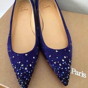NEW Christian Louboutin 40 10 Gravitanita Velour Purple Flats